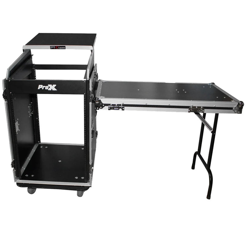 PRO-X- T-16MRSS13ULT MK2 - ProX T-16MRSS13ULT Universal 13U Top 16U Front 19" Rackmount Mixer Flight Case with 2 Side Work Tables