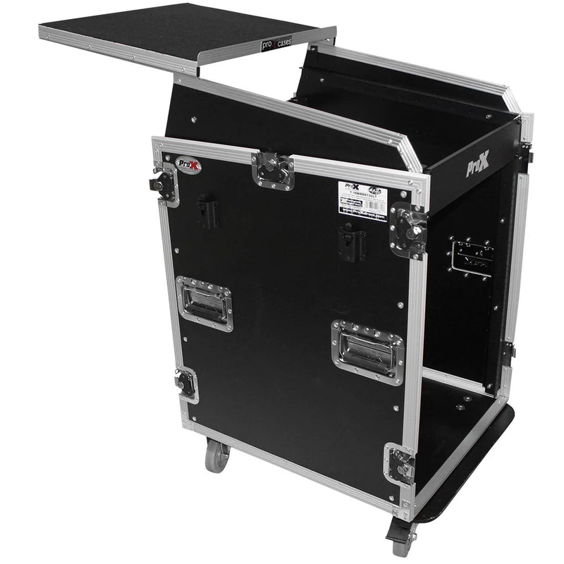 PRO-X- T-16MRSS13ULT MK2 - ProX T-16MRSS13ULT Universal 13U Top 16U Front 19" Rackmount Mixer Flight Case with 2 Side Work Tables