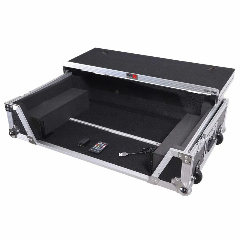 PRO-X- XS-REV71K2U WLT LED - ProX XS-REV71K2U WLTLED Flight Case for Pioneer DDJ-REV7 & DDJ-1000/SRT with 2U Rackspace/Laptop Shelf/Wheels