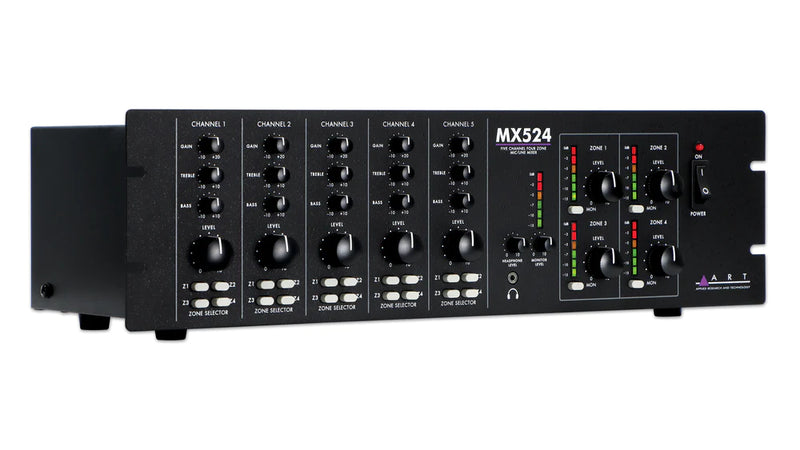 ART ProAudio MX524 ART 5CH 4 ZONE MIXER - ART MX524 Five Channel Four Zone Mic/Line Mixer