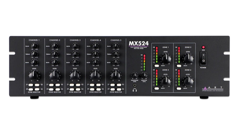 ART ProAudio MX524 ART 5CH 4 ZONE MIXER - ART MX524 Five Channel Four Zone Mic/Line Mixer