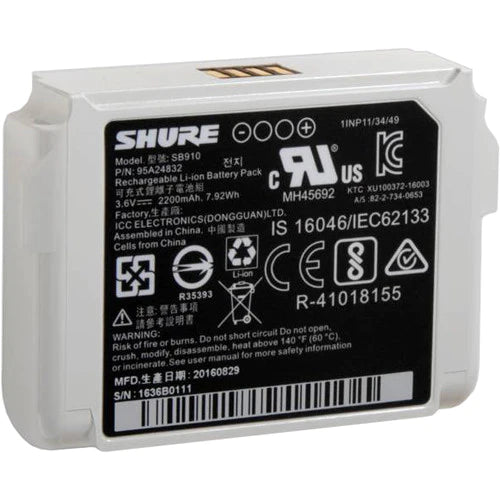 Shure SB910 Wireless Battery - Shure SB910 Battery for ADX1 Transmitter