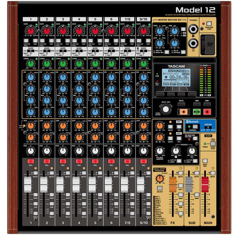 TASCAM MODEL 12 - 12-TRACK DIGITAL RECORDING MIXER WITH DAW CONTROLLER & AUDIO INTERFACE