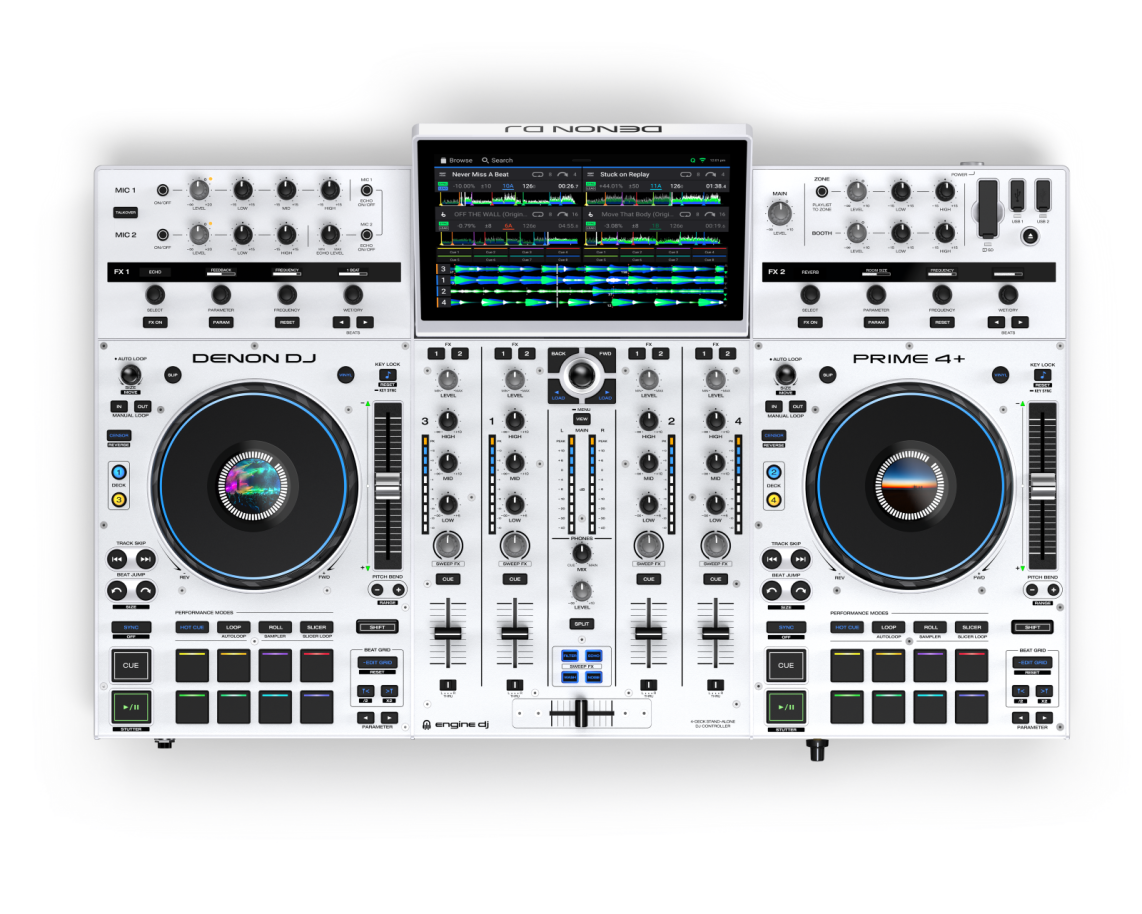 DENON DJ PRIME 4+WHITE  - 4 Deck standalone DJ controller.