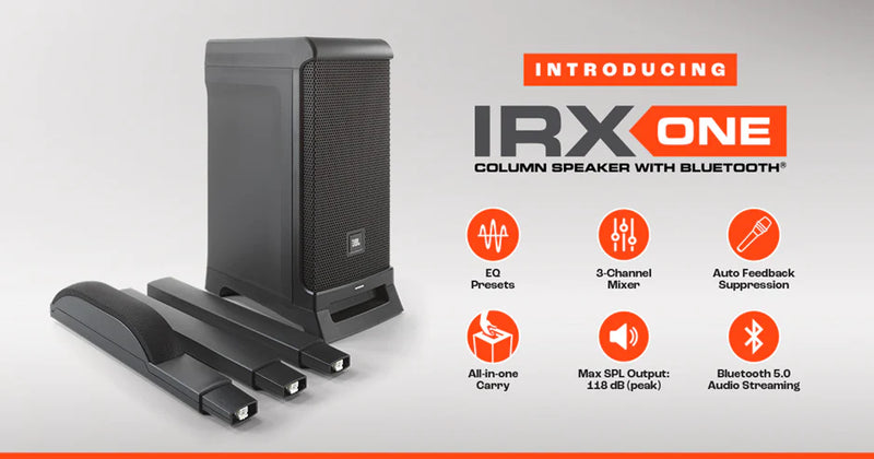JBL IRX 0NE - All-in-One Column PA with Built-In Mixer and Bluetooth Streaming