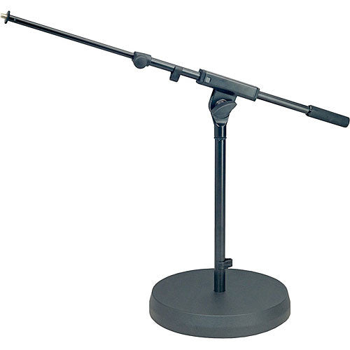K&M 25960-BLACK Stand Mic - K&M 25960 Low Level Cast-Iron Base Microphone Stand with Telescoping Boom - Height: 17" (430mm) (Black)