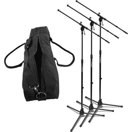 ON STAGE MSP7703 - On-Stage MSP7703 Euroboom Microphone Stand Bundle with Bag (3 Stands)