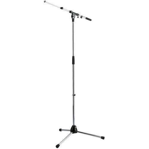 K&M 210/9-CHROME Stand Mic - K&M 210/9 Tripod Microphone Stand with Telescoping Boom (Chrome)