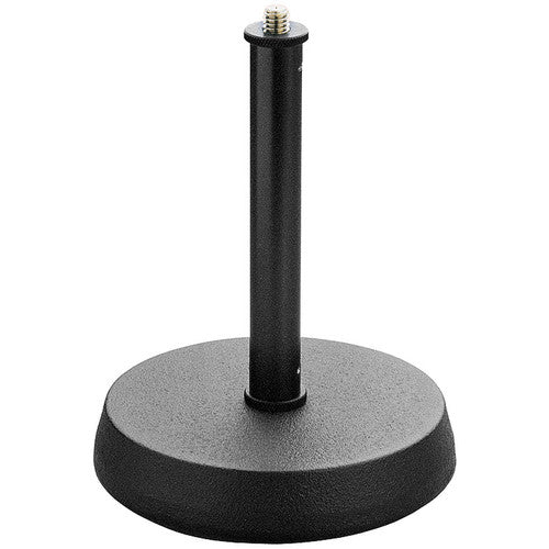 K&M 232-BLACK Stand Mic - K&M Table Top Round Base Microphone Stand with Anti Vibration Ring - Height: 7" (17.78cm)