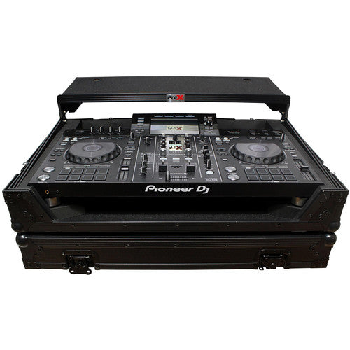 PROX-XS-XDJRX2 WLTBL - ProX Flight Case with Shelf and Wheels for Pioneer XDJ-RX, RX2 & RX2-W Controllers (Black on Black)