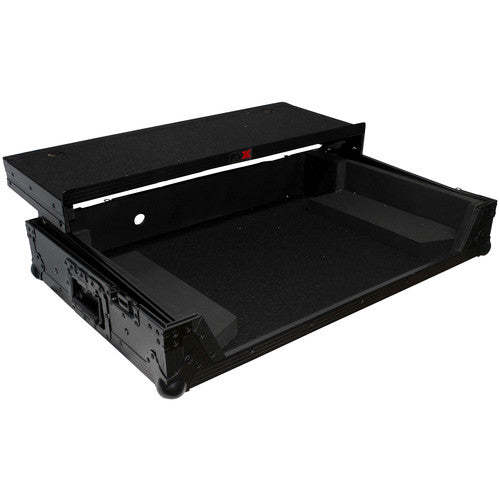 PROX-XS-XDJRX2 WLTBL - ProX Flight Case with Shelf and Wheels for Pioneer XDJ-RX, RX2 & RX2-W Controllers (Black on Black)