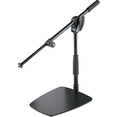 K&M 25993-BLACK Stand Mic - K&M 25993 Compact Floor/Tabletop Microphone Stand with Short Boom