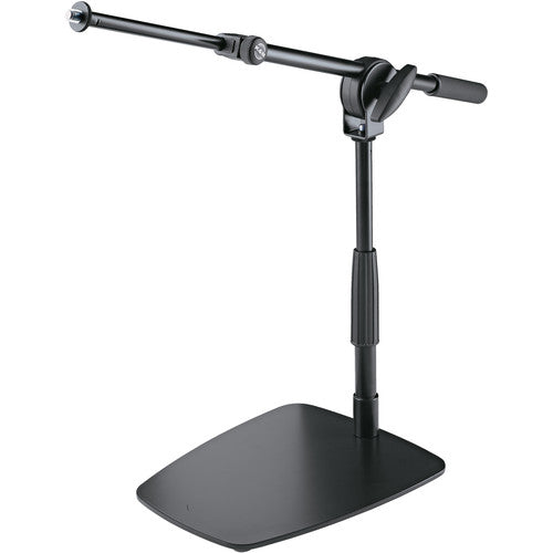 K&M 25993-BLACK Stand Mic - K&M 25993 Compact Floor/Tabletop Microphone Stand with Short Boom