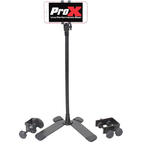 PROX-X-MOBICP18 Cell Hand Free Clip - Mobi Buddy Hands Free Mobile Device Clip Kit DJ Cellphone holder Selfie Stick Table Stand Tripod Clamp and Case