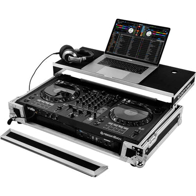 Odyssey FZGSDDJFLX61 Case DJ Gear - Odyssey Flight Zone Glide Style Flight Case for Pioneer DDJ-FLX6 Controller - Silver on Black