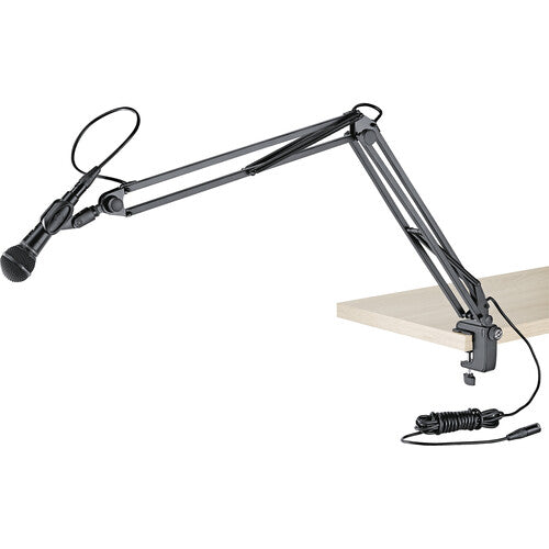 K&M 23850-BLACK Stand Mic - K&M 23850 Broadcast Microphone Desk Arm with Clamp