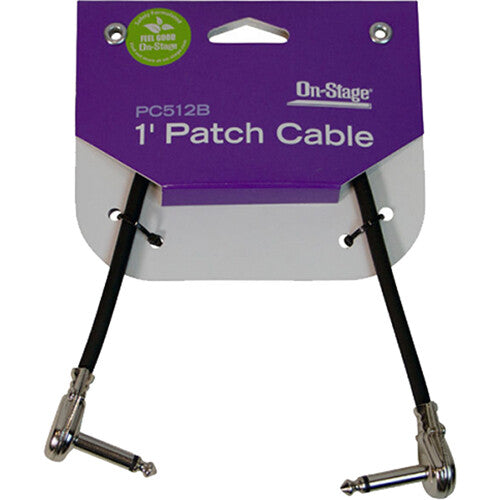 ON STAGE PC512B - On-Stage Patch Cable with 1/4" TS Pancake (Flat) Connectors (1')