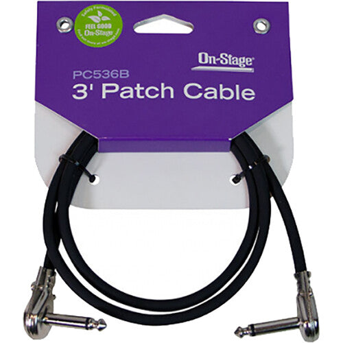 ON STAGE PC536B - On-Stage Patch Cable with 1/4" TS Pancake (Flat) Connectors (3')