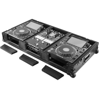 Odyssey 810134 Case DJ Gear - Odyssey Industrial Board Case for 10" DJ Mixer and Two Pioneer CDJ-3000 - Black on Black