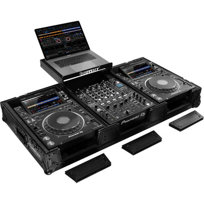 Odyssey 810141 Case DJ Gear - Odyssey Industrial Board Glide-Style Universal Case for 12" DJ Mixer and Two Pioneer CDJ-3000 (Black on Black)