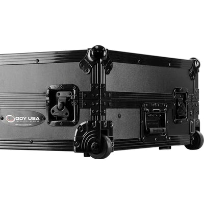 Odyssey FZGSDDJ1000BL1UCW DJ Case - Odyssey Pioneer DDJ-1000/DDJ-1000SRT 1U Flight Zone Case with Glide Platform and Corner Wheels - Black