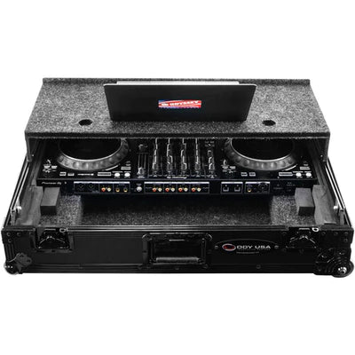 Odyssey FZGSDDJ1000BLCW DJ Case - Odyssey Pioneer DDJ-1000/DDJ-1000SRT Flight Zone Case with Glide Platform and Corner Wheels - Black