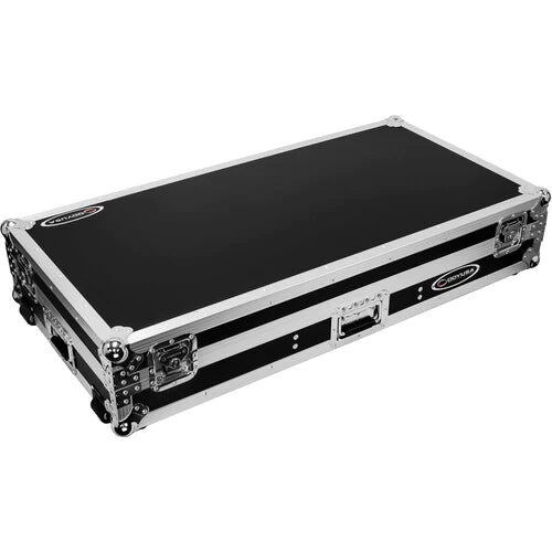 Odyssey FZ12CDJWXD2 Case DJ Gear - Odyssey FZ12CDJWXD2 - Extra-Deep Coffin Flight Case for 12" DJ Mixer & Two Large-Format Media Players - Black & Silver