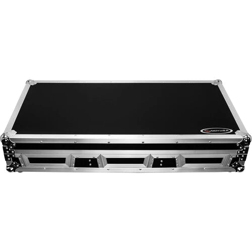 Odyssey FZ12CDJWXD2 Case DJ Gear - Odyssey FZ12CDJWXD2 - Extra-Deep Coffin Flight Case for 12" DJ Mixer & Two Large-Format Media Players - Black & Silver