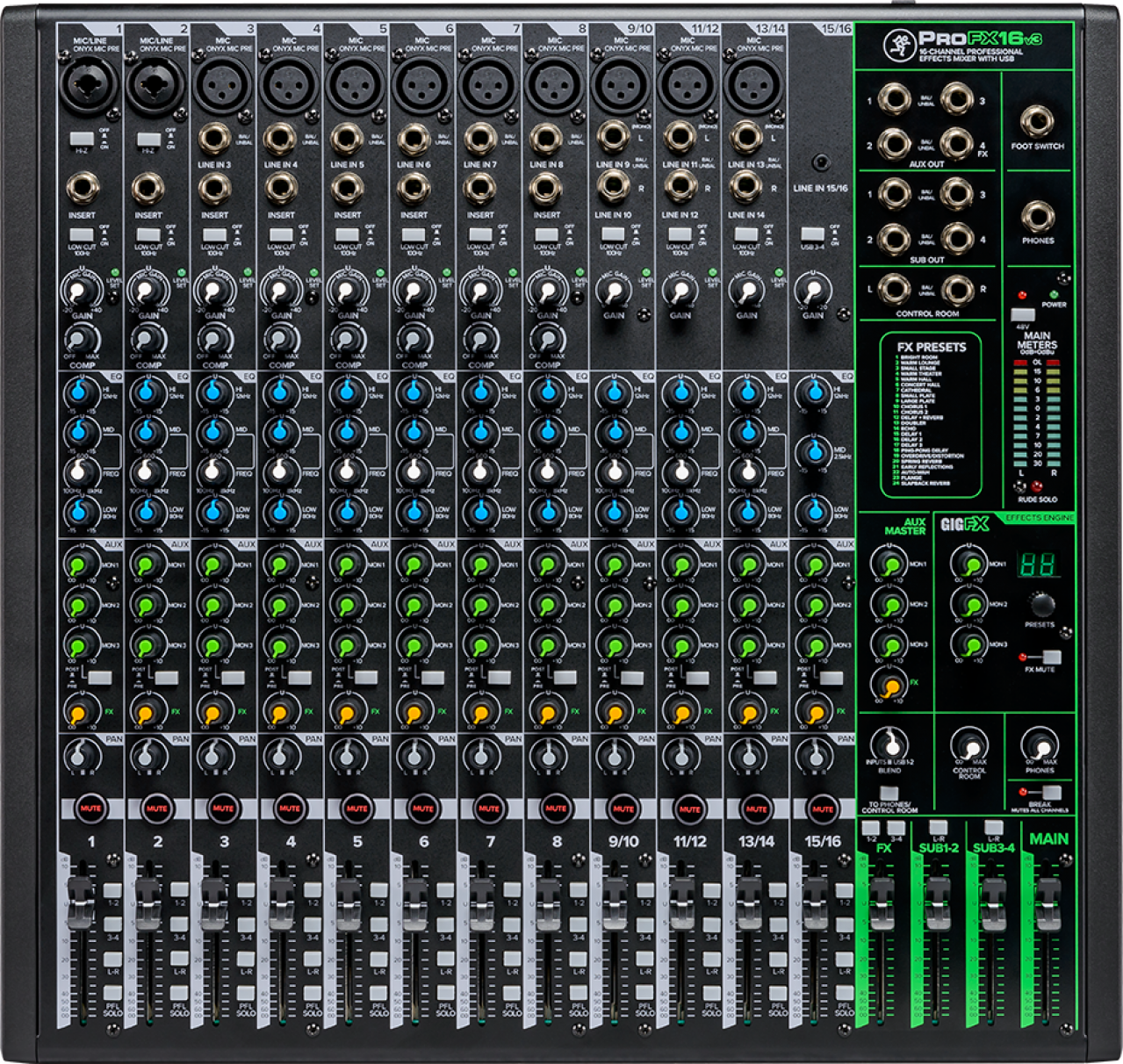 MACKIE PROFX16V3 - Compact 16 channels mixer with FX and USB