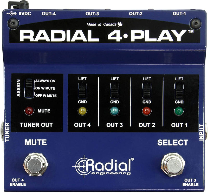 Radial 4-Play - DI box for multi-instrumentalists with 4 balanced outputs