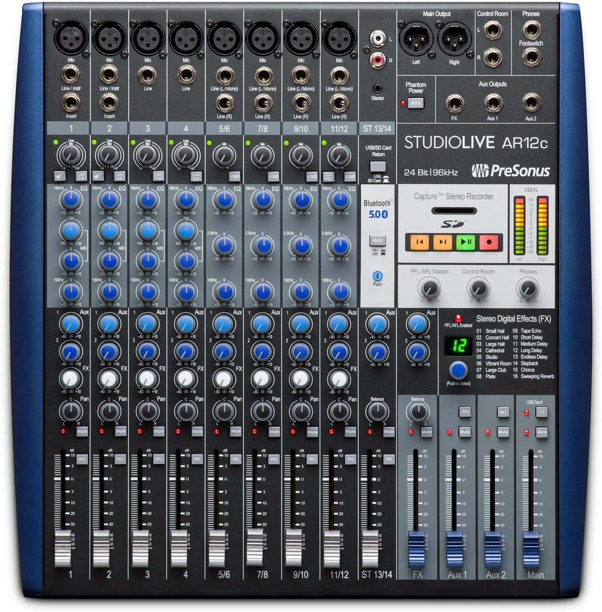 PRESONUS StudioLive-AR12C - 14-channel USB-C Audio Interface / Analog Mixer / Stereo SD Recorder