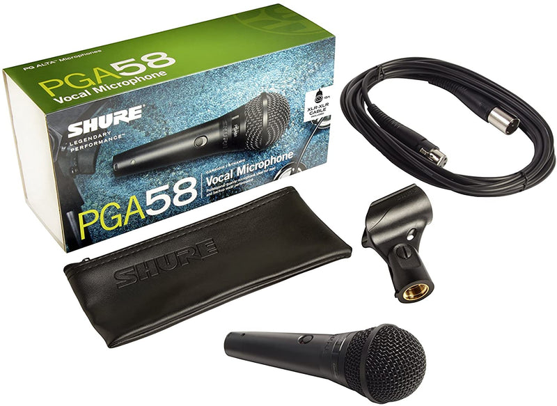 Shure PGA58-XLR -Cardioid Dynamic Microphone with Switch & XLR-XLR Cable