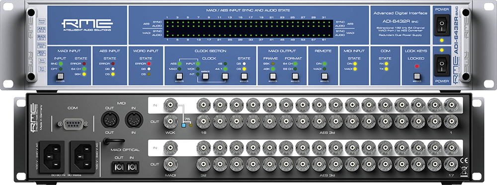 RME ADI-6432-R-BNC-SINGLE - Single Mode32 - RME ADI-6432R BNC Single-Mode Rmeadi-6432R Bnc 64-Channel 192 Khz Madiaes Format Converter Single-Mode