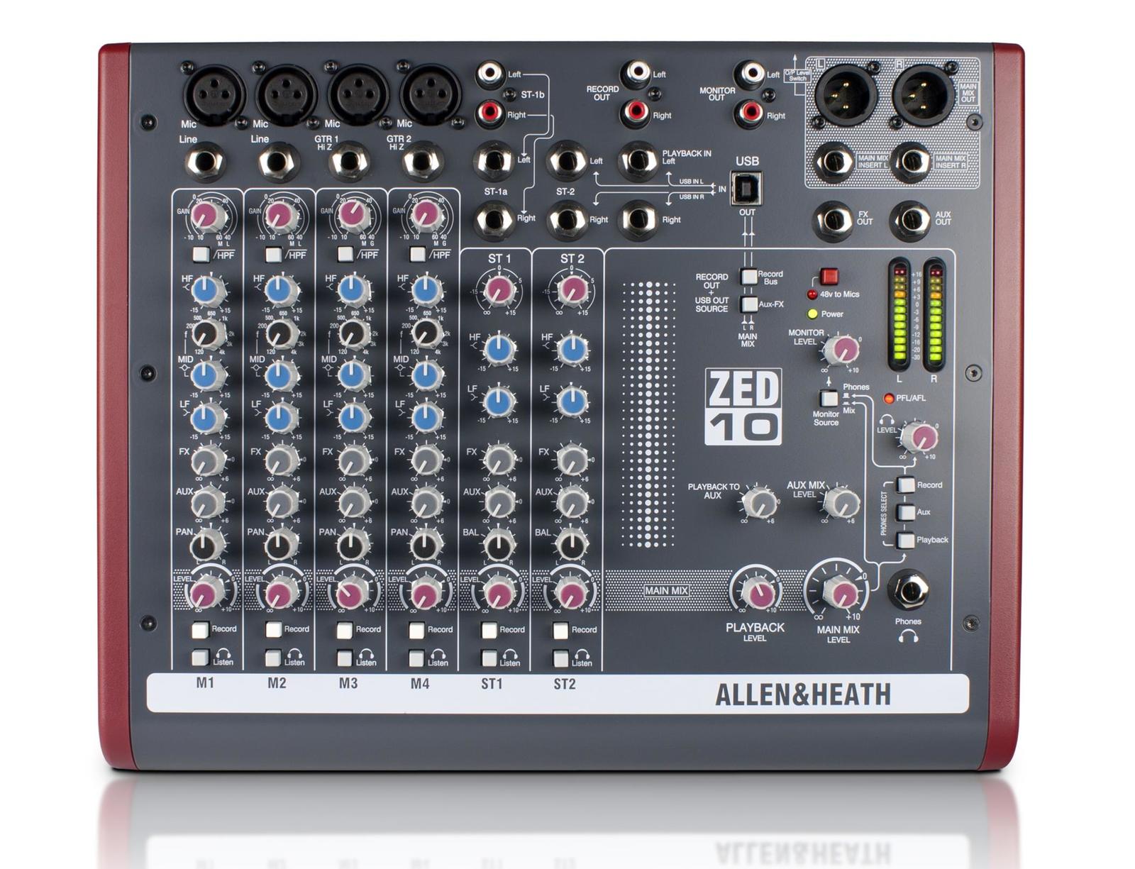 ALLEN & HEATH ZED-10 - 4 Mono 2 Stereo channel Mixer with USB in/out