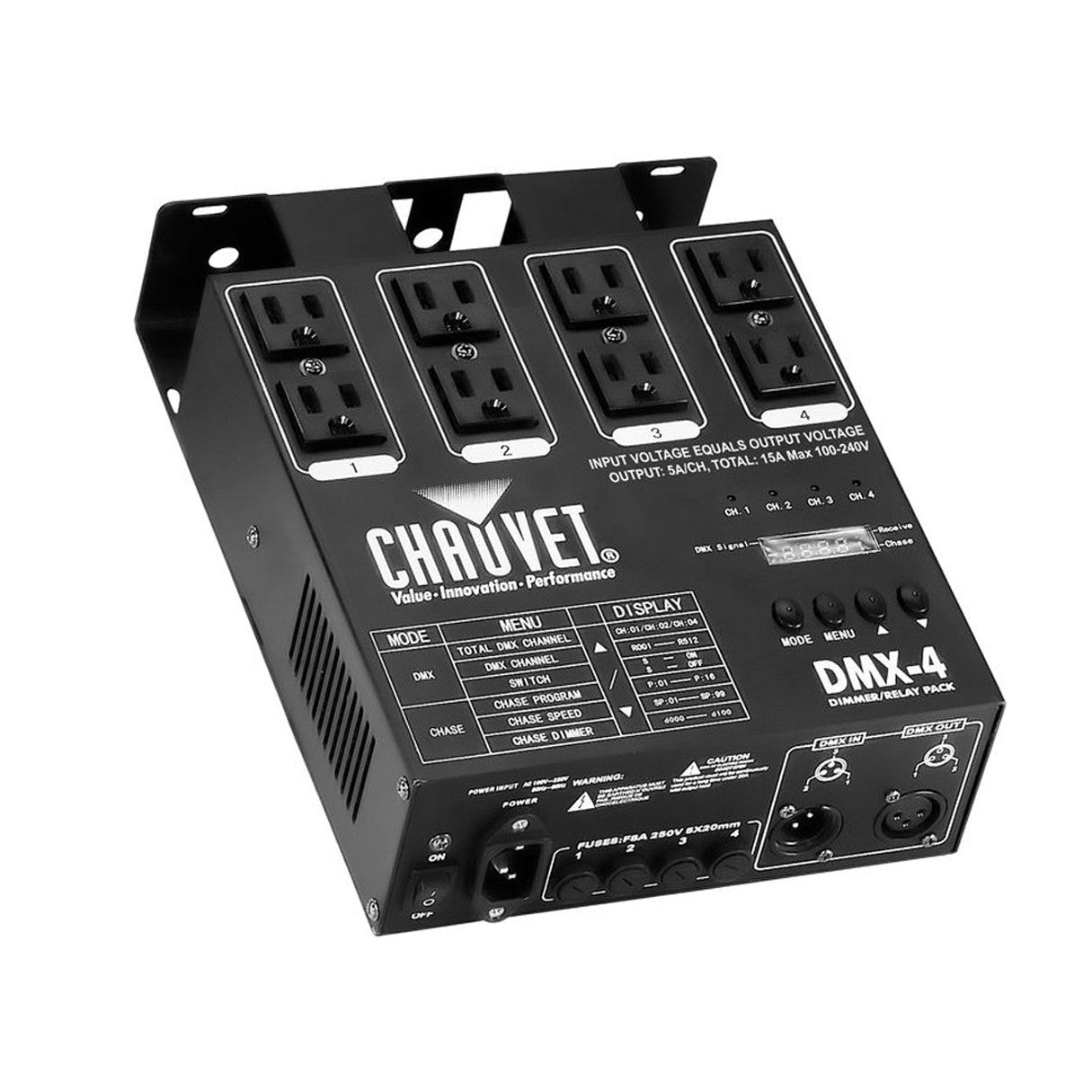 CHAUVET DMX4-2.0 Dimmer pack - Chauvet DJ DMX-4 4-Channel Dimmerswitch Pack Optimized For Use With Small Led Fixtures