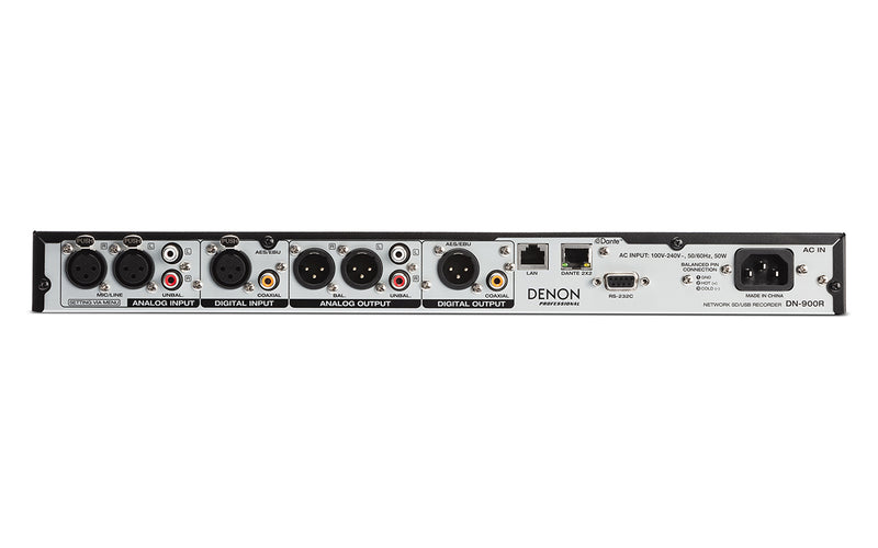 DENON PRO DN-900R - Network SD/USB Audio Recorder with Dante 2 x 2 Interface