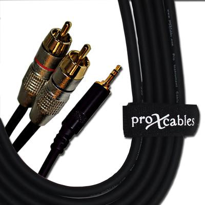 PROX-XC-CMR6 Cable - 6 Ft. Unbalanced 1/8" (3.5mm) Mini TRS-M to Dual RCA-M High Performance Audio Cable