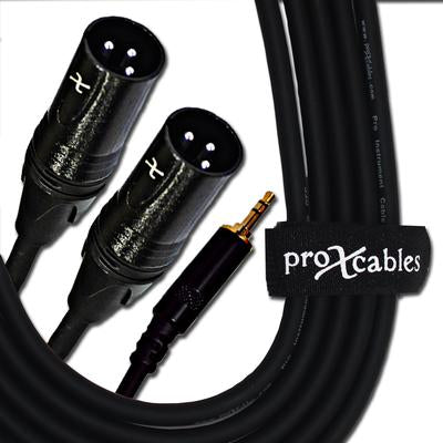PROX-XC-CMXM5 Cable - 5 Ft. 3.5mm Mini TRS-M to Dual XLR3-M High Performance Audio Y Cable