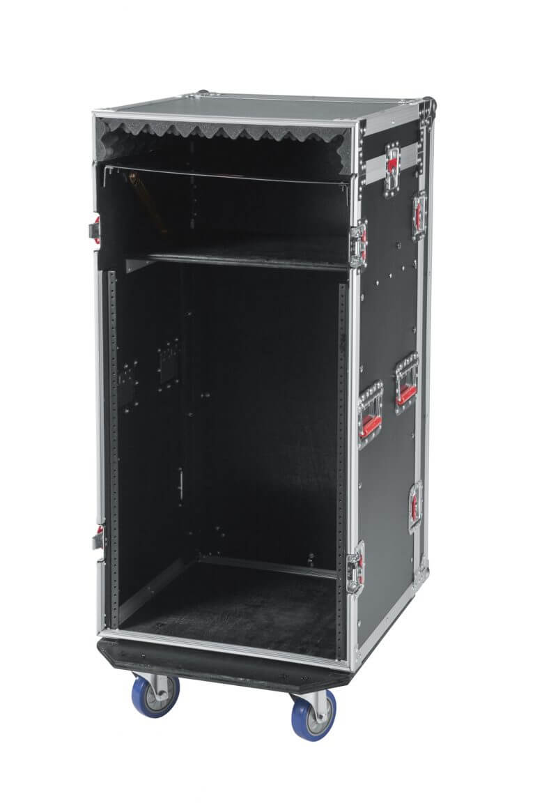 GATOR G-TOUR 10x16 PU Same as above with 16U front & rear - Gator G-TOUR 10X16 PU Pop-Up Console Rack Case - 10 Space Top & 16 Space Front & Rear Rackable Audio Equipment