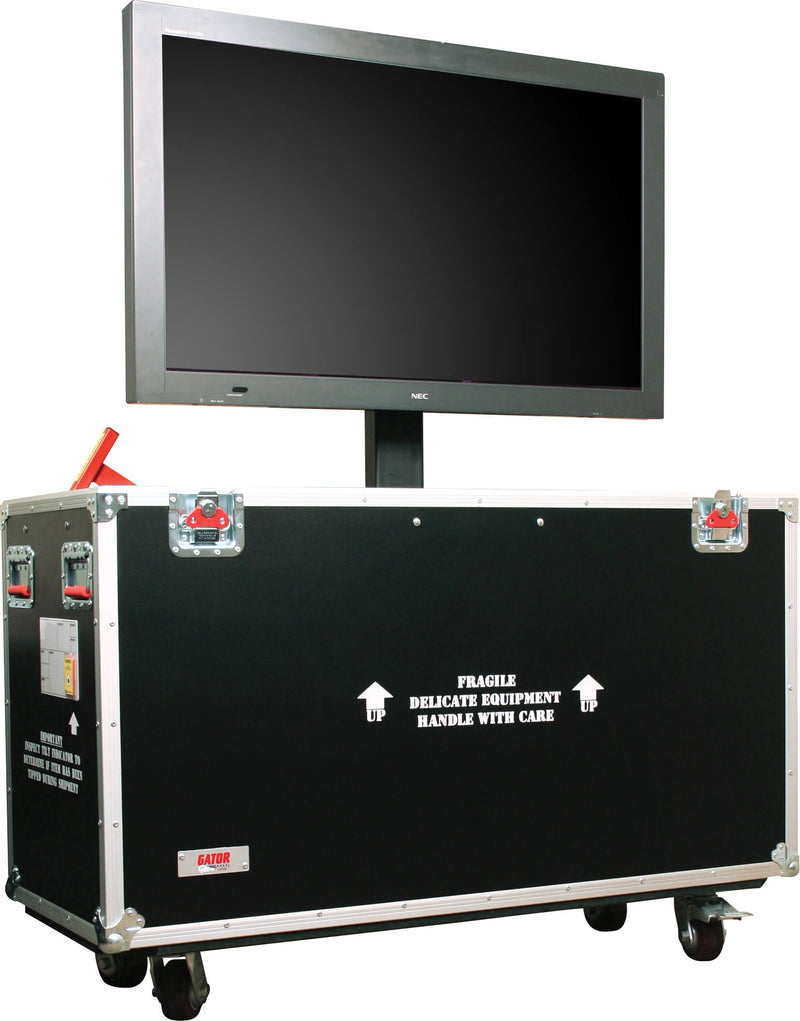 GATOR G-TOURLCDLIFT65 ATA Wood Flight Case w/ Hydraulic LCD Lift & Casters; Fits LCD & Plasma Screens Up to 65"