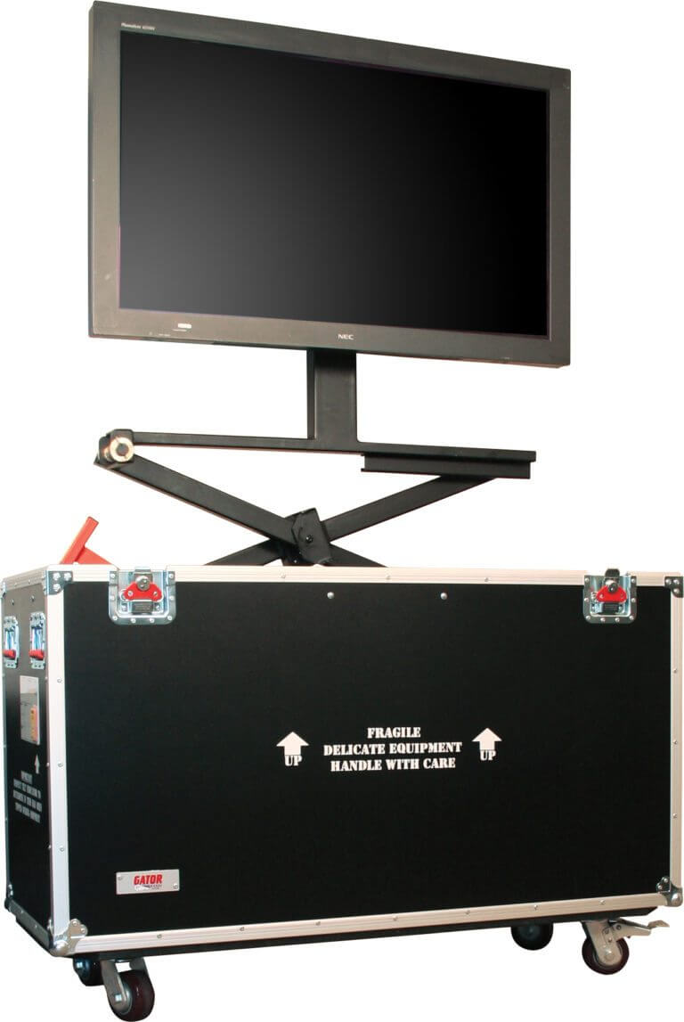 GATOR G-TOURLCDLIFT65 ATA Wood Flight Case w/ Hydraulic LCD Lift & Casters; Fits LCD & Plasma Screens Up to 65"