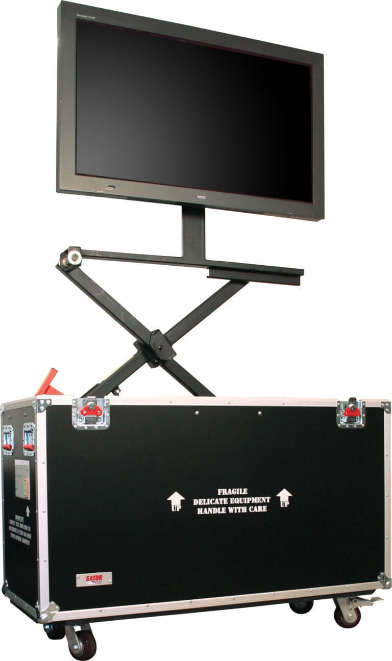 GATOR G-TOURLCDLIFT65 ATA Wood Flight Case w/ Hydraulic LCD Lift & Casters; Fits LCD & Plasma Screens Up to 65"