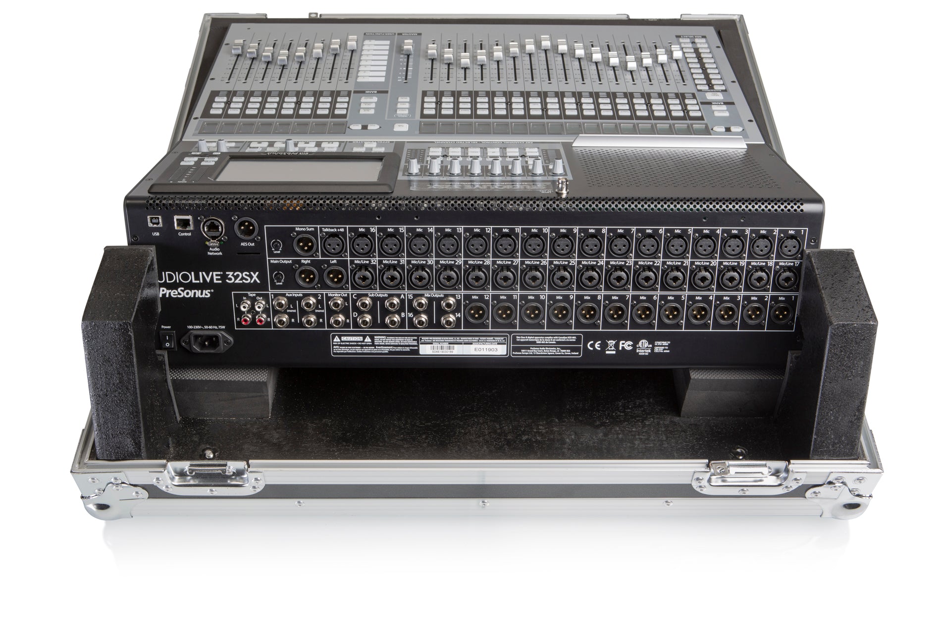 GATOR G-TOURPRESL32SXNDH ATA Wood Flight Case for Presonus SL32XS, no doghouse, casters.