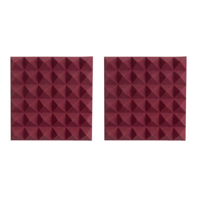 GATOR GFW-ACPNL1212PBDY-2PK Pair of 2”-Thick Acoustic Foam Pyramid Panels 12”x12” – Burgundy Color