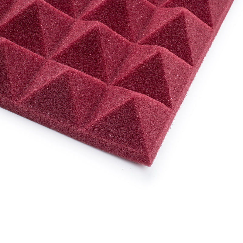 GATOR GFW-ACPNL1212PBDY-4PK Four (4) Pack of 2”-Thick Acoustic Foam Pyramid Panels 12”x12” – Burgundy Color