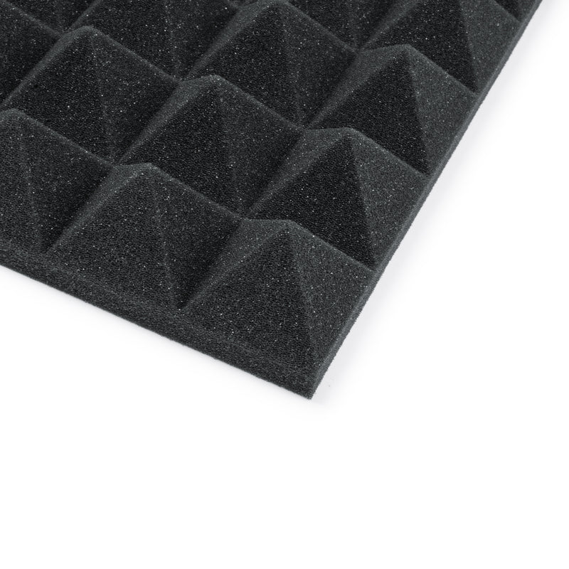 GATOR GFW-ACPNL1212PCHA-8PK Eight (8) Pack of 2”-Thick Acoustic Foam Pyramid Panels 12”x12” – Charcoal Color