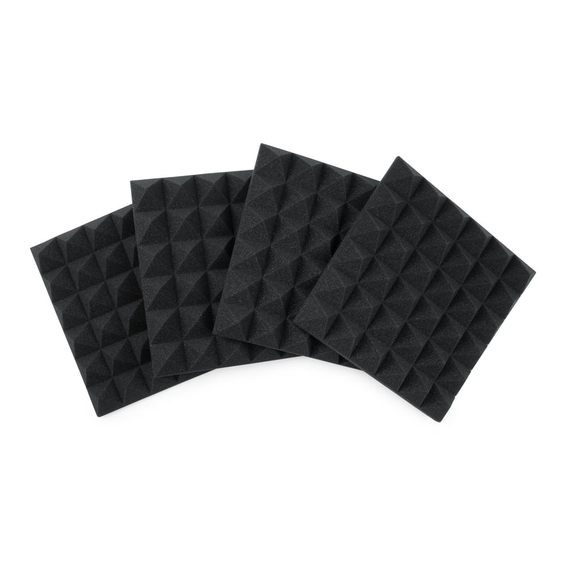 GATOR GFW-ACPNL1212PCHA-4PK Four (4) Pack of 2”-Thick Acoustic Foam Pyramid Panels 12”x12” – Charcoal Color