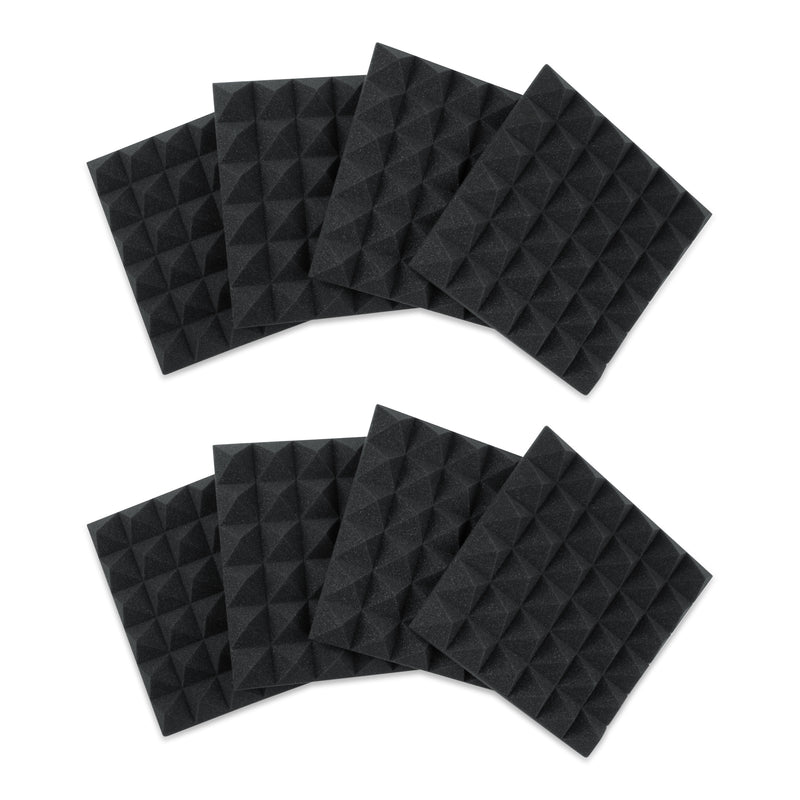 GATOR GFW-ACPNL1212PCHA-8PK Eight (8) Pack of 2”-Thick Acoustic Foam Pyramid Panels 12”x12” – Charcoal Color