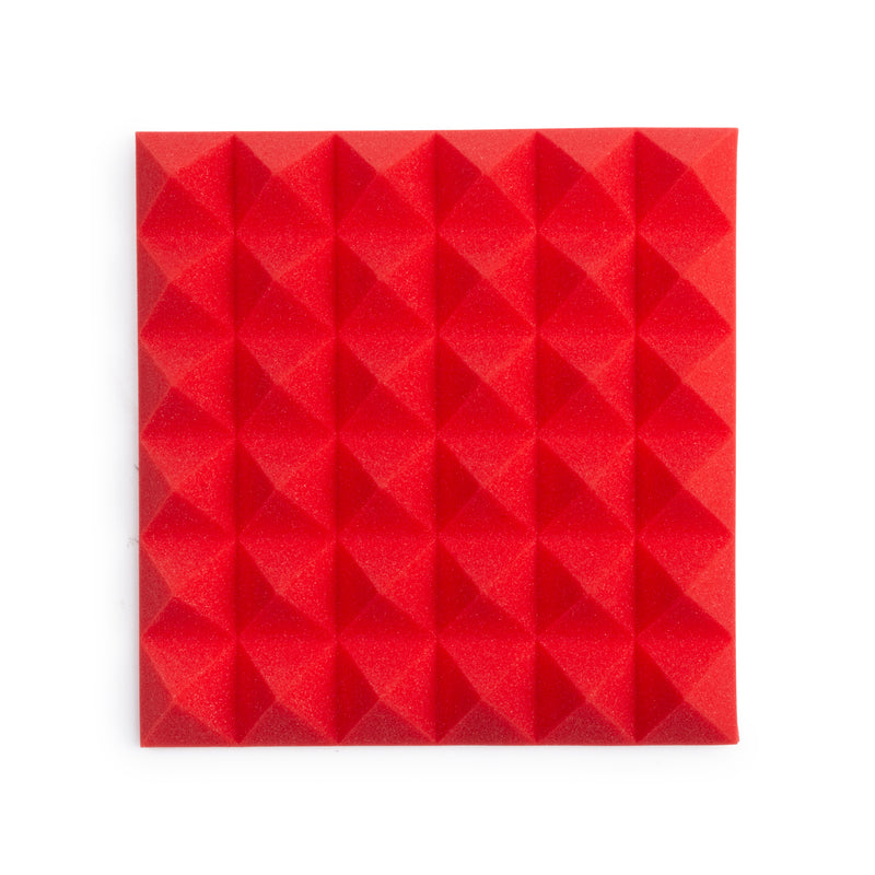 GATOR GFW-ACPNL1212PRED-8PK Eight (8) Pack of 2”-Thick Acoustic Foam Pyramid Panels 12”x12” – Red Color