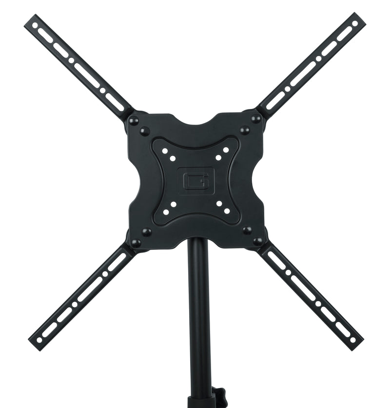 GATOR GFW-AV-LCD-15 Standard Quad Legged LCD/LED Stand; Fits Up To 65". Made of heavy duty steel with VESA mount bracket and easy release for one person operation. • Bag option: GPA-SPKSTDBAG-50